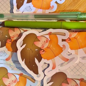 Cat monstera leaf | cute sticker | Laminated die cut | laptop sticker| waterbottle sticker