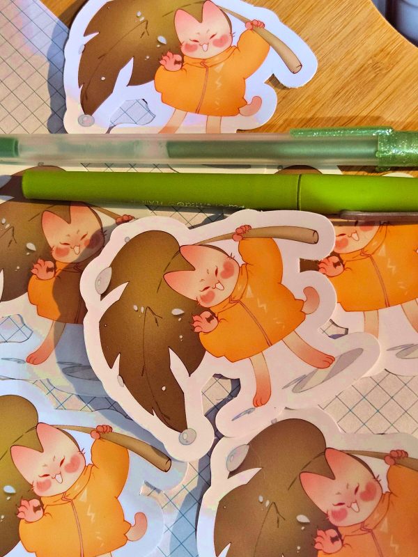 Cat monstera leaf | cute sticker | Laminated die cut | laptop sticker| waterbottle sticker